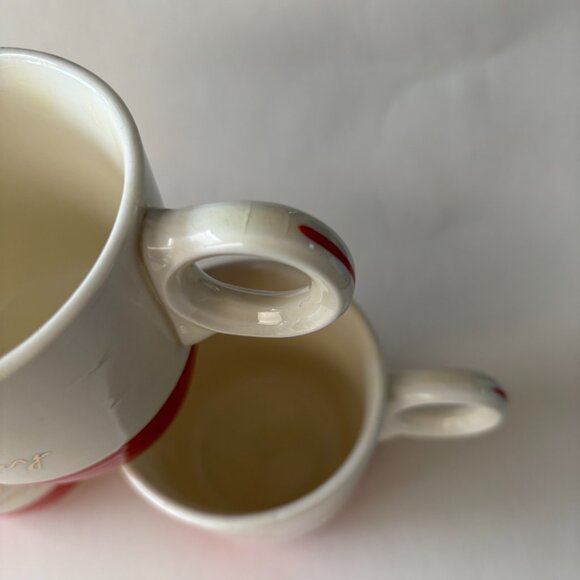 Set of 3 Vintage Red + Gold Punch Mugs - Picture 3 of 8